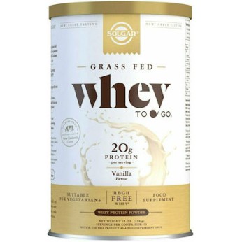 Solgar Grass Fed Whey To Go Πρωτεΐνη Ορού Γάλακτος με Γεύση Βανίλια 338gr
