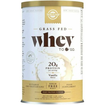 Solgar Grass Fed Whey To Go Πρωτεΐνη Ορού Γάλακτος με Γεύση Βανίλια 338gr
