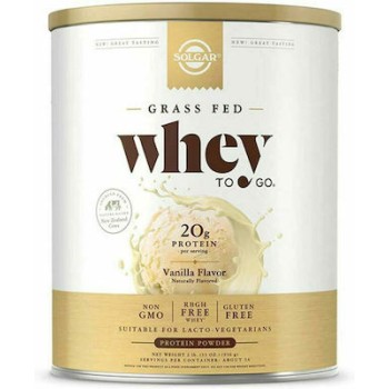Solgar Grass Fed Whey To Go Πρωτεΐνη Ορού Γάλακτος με Γεύση Βανίλια 936gr