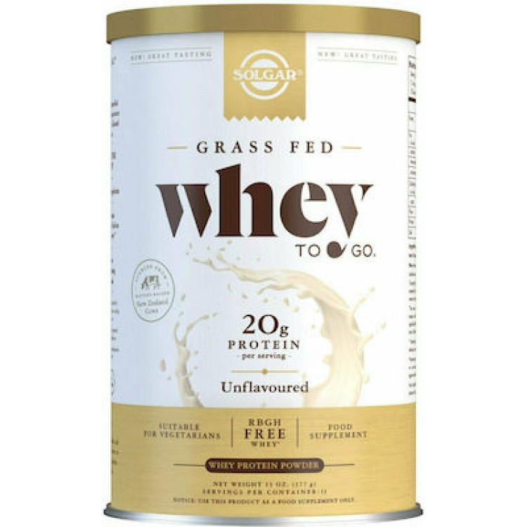 Solgar Grass Fed Whey To Go Πρωτεΐνη Ορού Γάλακτος Unflavor 377gr 