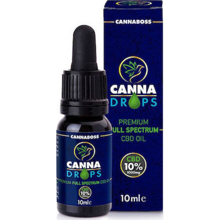 Cannaboss CannaDrops Premium Full Spectrun CBD Oil 10% 1000mg 10ml Αντιοξειδωτικά