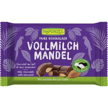 Rapunzel Σοκολάτα Γάλακτος Με Ολόκληρα Αμύγδαλα 100gr