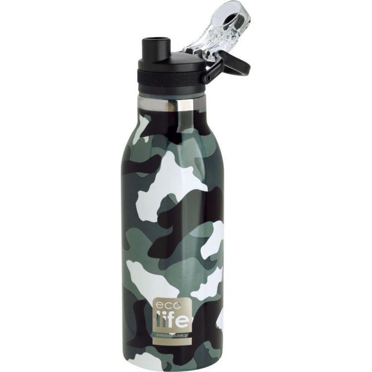 Ecolife Thermos με Καλαμάκι Camouflage 550ml 