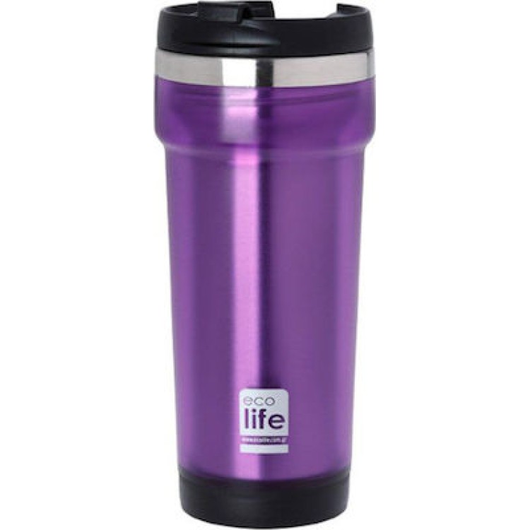 Purple coffee thermos 420ml- Plastic outside 