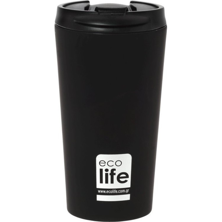 Ecolife Coffee Cup Ποτήρι Θερμός σε Μαύρο χρώμα 370ml Μουκάλια/Θερμός & Φαγητοδοχεία