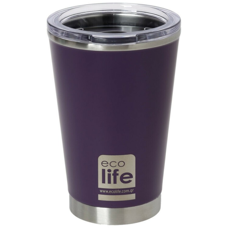 Ecolife Dark Purple Coffee Thermos 370ml Μουκάλια/Θερμός & Φαγητοδοχεία