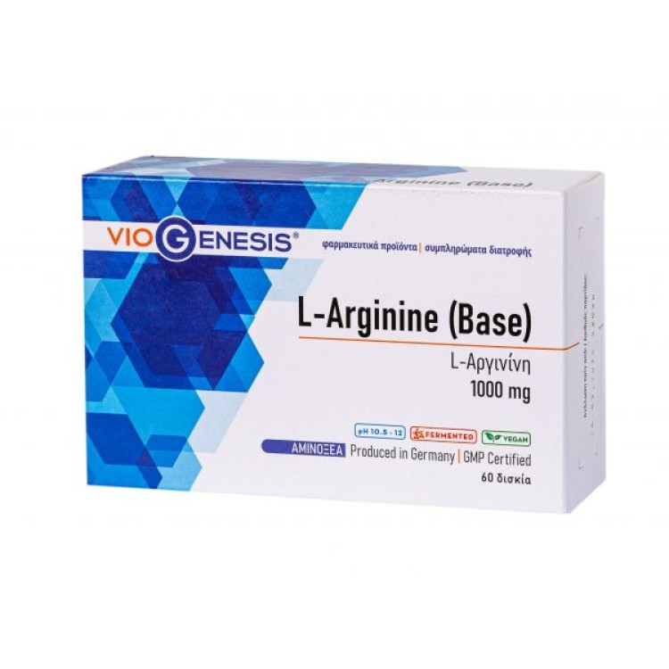 Viogenesis L-Arginine Base 1000mg 60 ταμπλέτες Πρωτείνες-Αμινοξέα