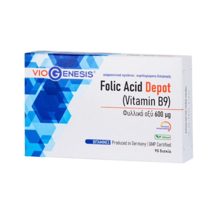 Viogenesis Folic Acid Depot 600μg 90 ταμπλέτες Βιταμίες,Πολυβιταμίνες