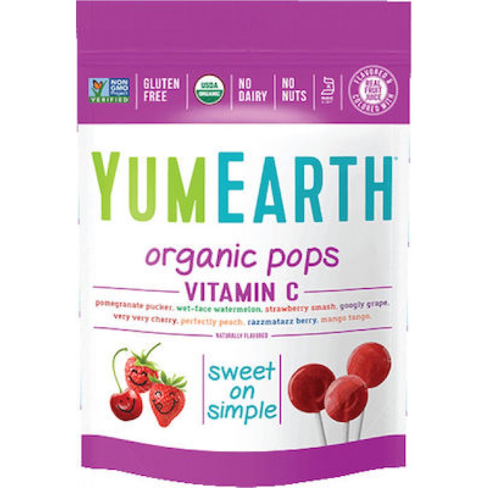 YumEarth Βιολογικά Γλειφιτζούρια Φρούτων με Βιταμίνη C με Γεύση Φρούτα 85gr
