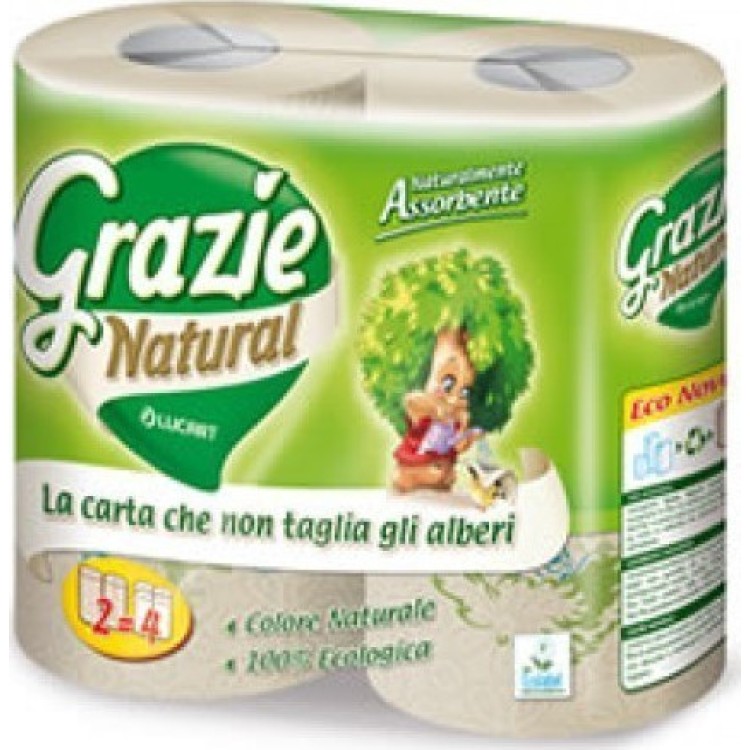 Grazie Natural Χαρτί Κουζίνας 2 Ρολά 2 φύλλα