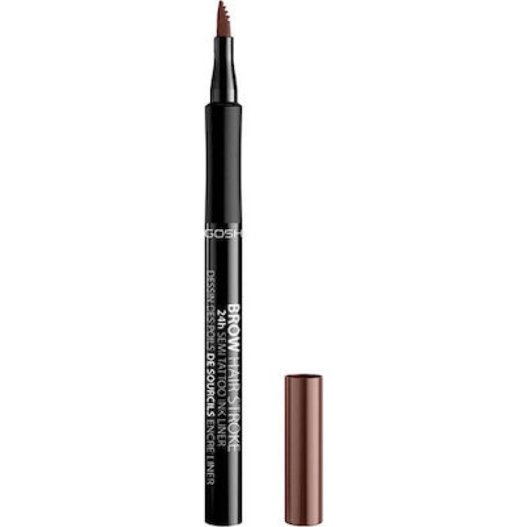 Gosh Brow Hair Stroke 24h Semi Tattoo Ink Liner 001 Brown 1ml Μακιγιάζ