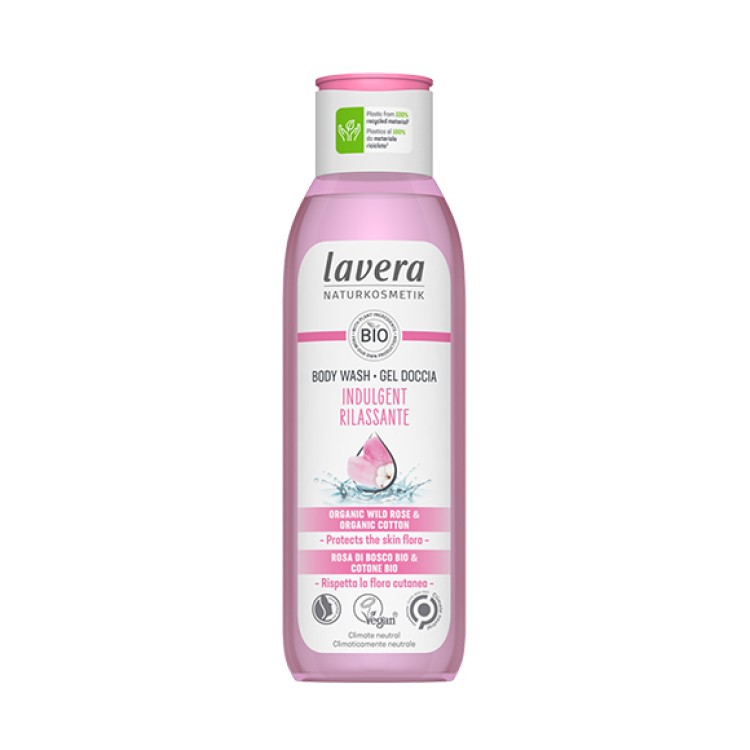 Lavera Indulgent Body Wash with Organic Wild Rose & Cotton 250ml Αφρόλουτρα/Σαπούνια Σώματος