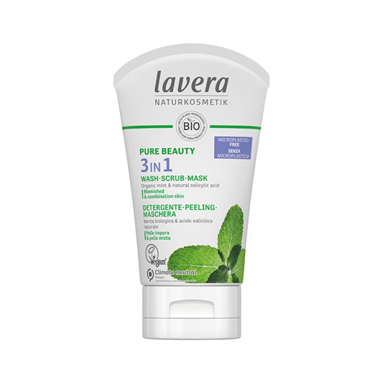 Lavera 3 In 1 Reinigung Peeling Mask Προσώπου Βιολογική Μέντα Λιπαρό Δέρμα 125ml Μάσκες & Scrub/peelings