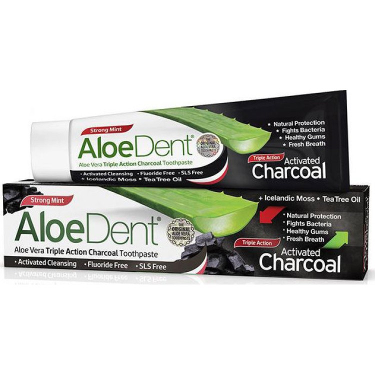 Optima Naturals AloeDent Triple Action Charcoal Τριπλή Δράση με Ενεργό Άνθρακα 100ml Στοματική Υγιεινή 