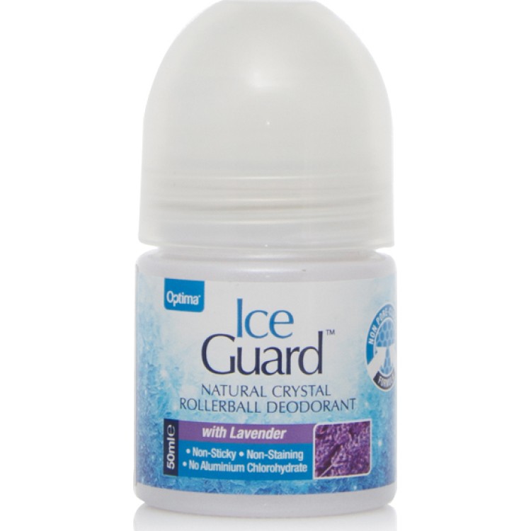Optima Ice Guard Rollerball Αποσμητικός Κρύσταλλος σε Roll On Με Άρωμα Λεβάντα 50ml