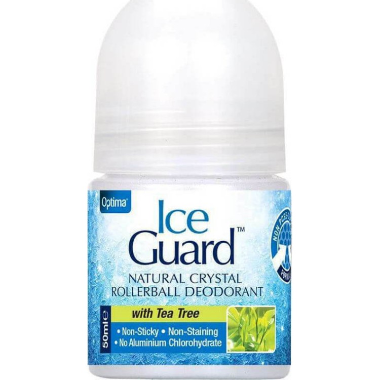 Optima Ice Guard Rollerball Αποσμητικός Κρύσταλλος Σε Roll On Με Άρωμα Τεϊόδεντρο 50ml