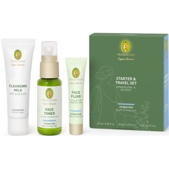 Primavera Hydrating Starter & Travel Set Dry and Normal Skin, Cleansing Milk 25ml, Face Toner 28ml, Face Fluid 8ml