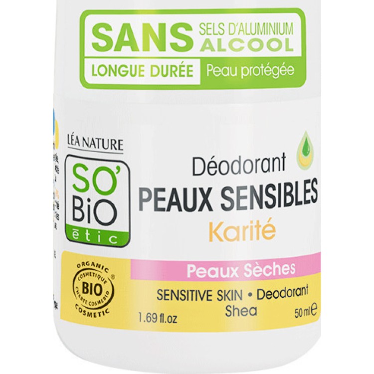 So Bio Etic Dry and Sensitive Skin Shea Butter Deodorant Roll-on 50ml 