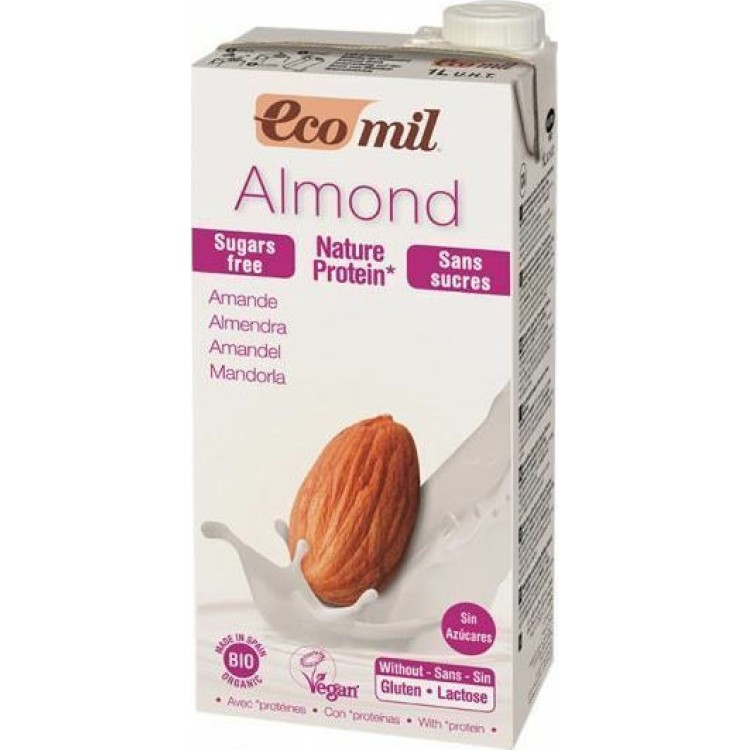 Ecomil Βιολογικό Φυτικό Γάλα Αμυγδάλου με Πρωτεΐνη Χωρίς Ζάχαρη 1000ml 