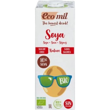 Ecomil Ρόφημα Σόγιας 10% Φυσικό Χωρίς Ζάχαρη & Χωρίς Γλουτένη 1Lt