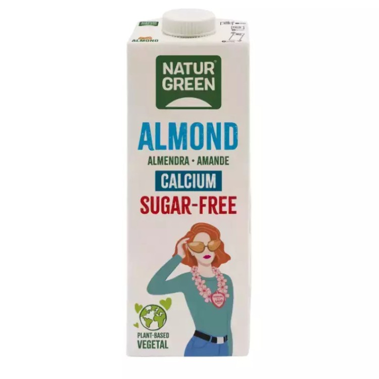 NaturGreen Ρόφημα Αμυγδάλου Με Ασβέστιο Χωρίς Γλουτένη & Χωρίς Ζάχαρη 1Lt Φυτικά Ροφήματα