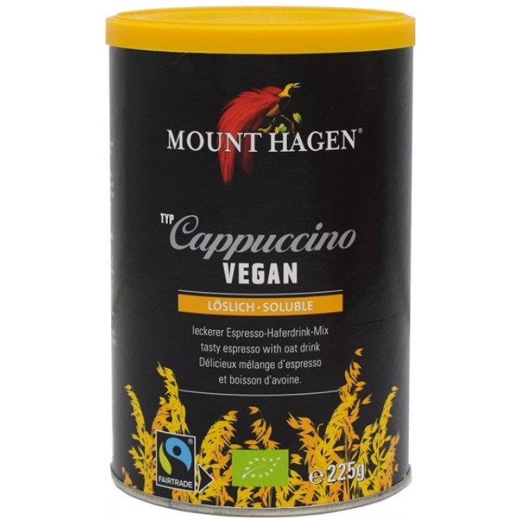 Mount Hagen Καφές Cappuccino Vegan σε σκόνη 225gr BIO Καφές & Υποκατάστατα