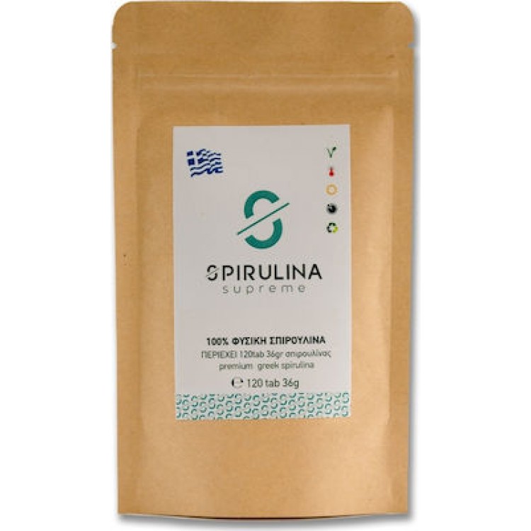 Spirulina Supreme 100% Φυσική Σπιρουλίνα 120 ταμπλέτες Αντιοξειδωτικά