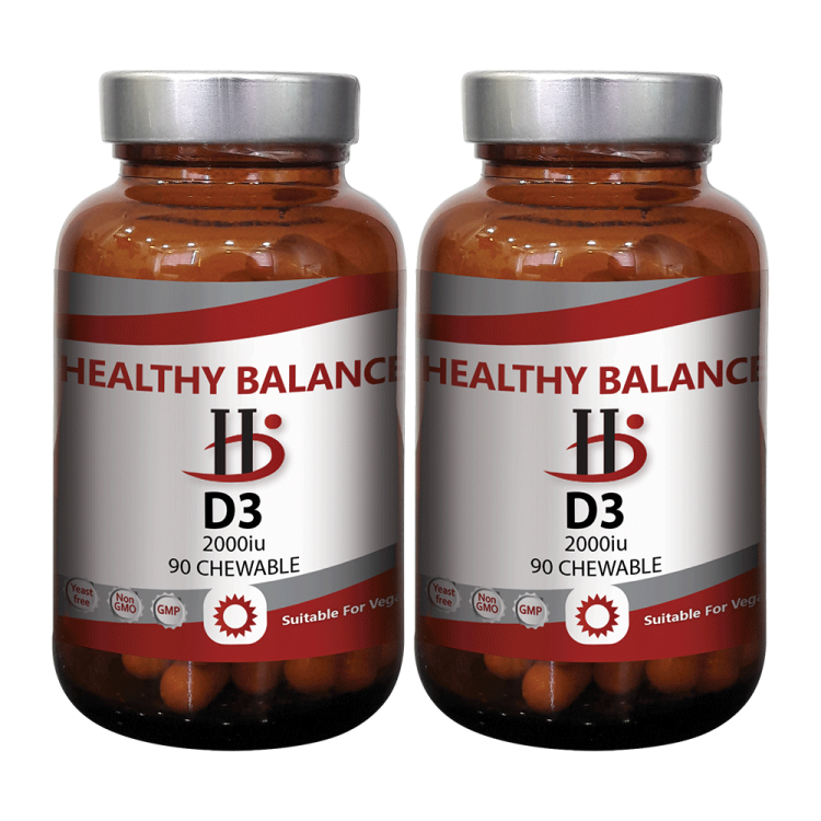Ηealthy Balance D3 2000 IU 90 Μασώμενα Δισκία 1+1 ΔΩΡΟ Βιταμίες,Πολυβιταμίνες