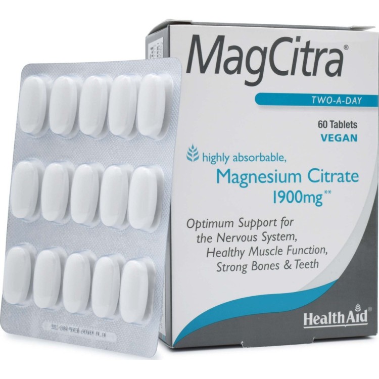 Health Aid MagCitra Magnesium Citrate 1900mg Κιτρικό Μαγνήσιο 60 ταμπλέτες