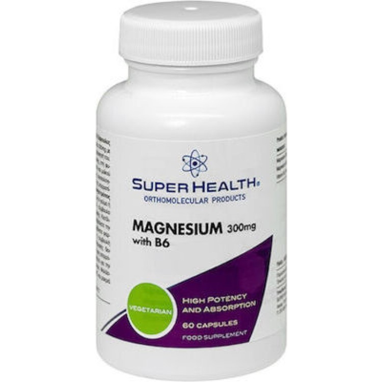 Super Health Magnesium with B6 300mg 60 κάψουλες Μέταλλα-Ιχνοστοιχεία