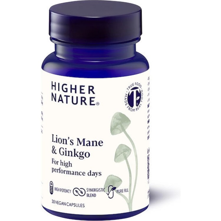 Higher Nature Lion’s Mane & Ginkgo 30 φυτικές κάψουλες 