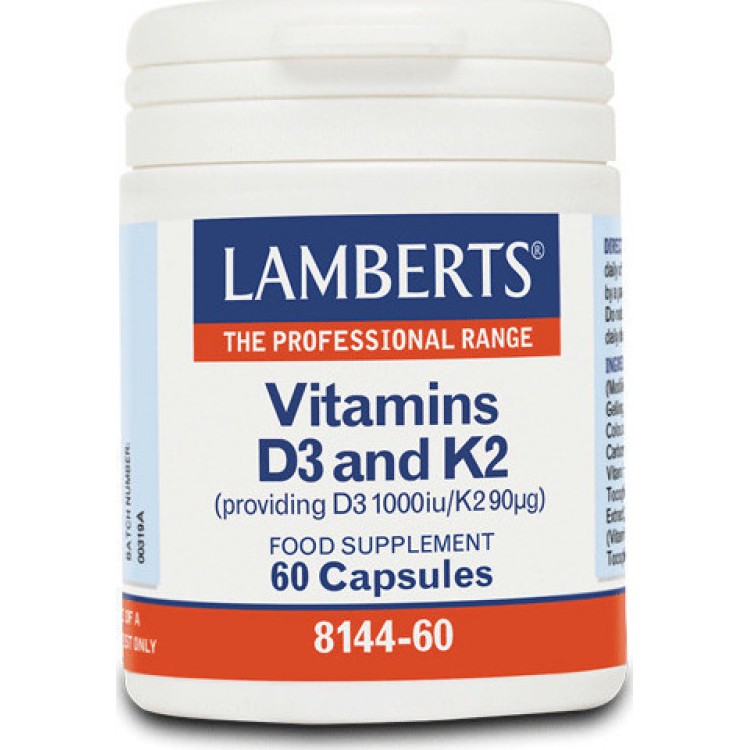 Lamberts Vitamin D3 1000iu & K2 90µg 60 κάψουλες