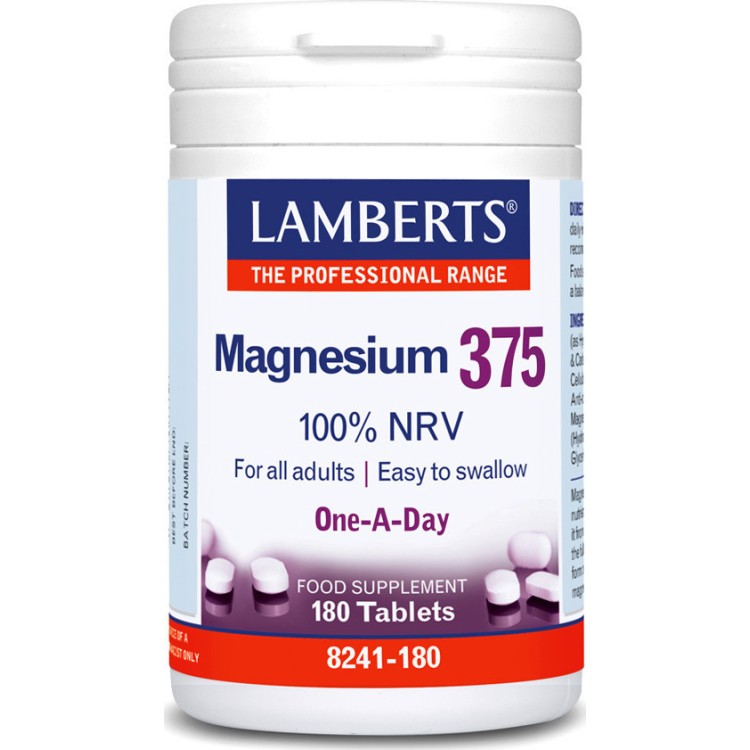 Lamberts Magnesium 375 100% NRV 180 ταμπλέτες Μέταλλα-Ιχνοστοιχεία