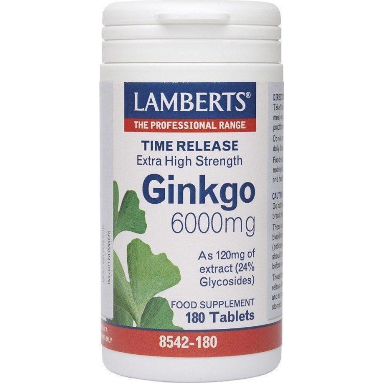 Lamberts Ginkgo Biloba Extract 6000mg 180 ταμπλέτες