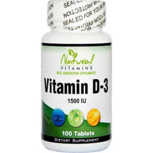 Natural Vitamins D-3 1500IU 100 tabs