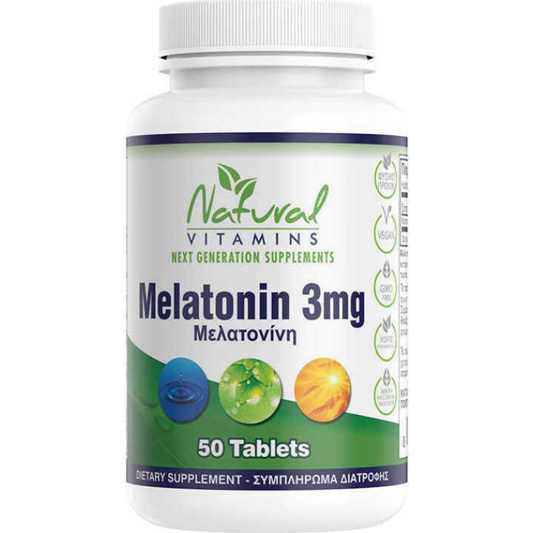 Natural Vitamins Melatonin 3mg 50 ταμπλέτες