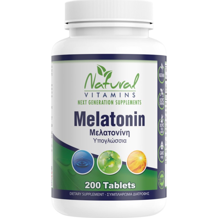 Natural Vitamins Melatonin 1mg 200 ταμπλέτες Ειδικά Συμπληρώματα