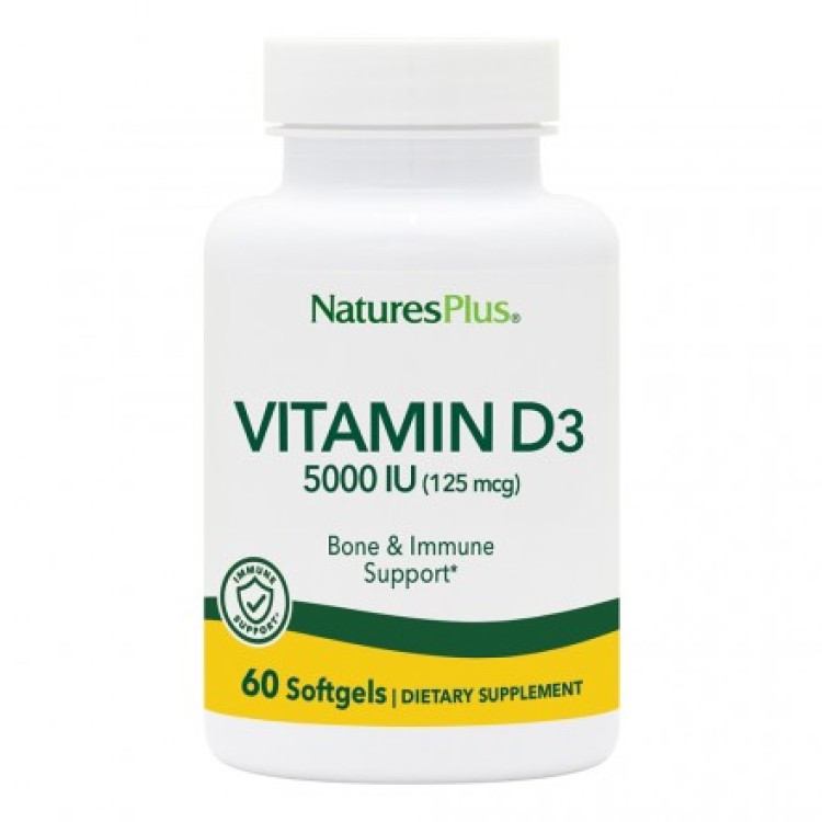 Nature's Plus Vitamin D3 5000IU 60 μαλακές κάψουλες Βιταμίες,Πολυβιταμίνες