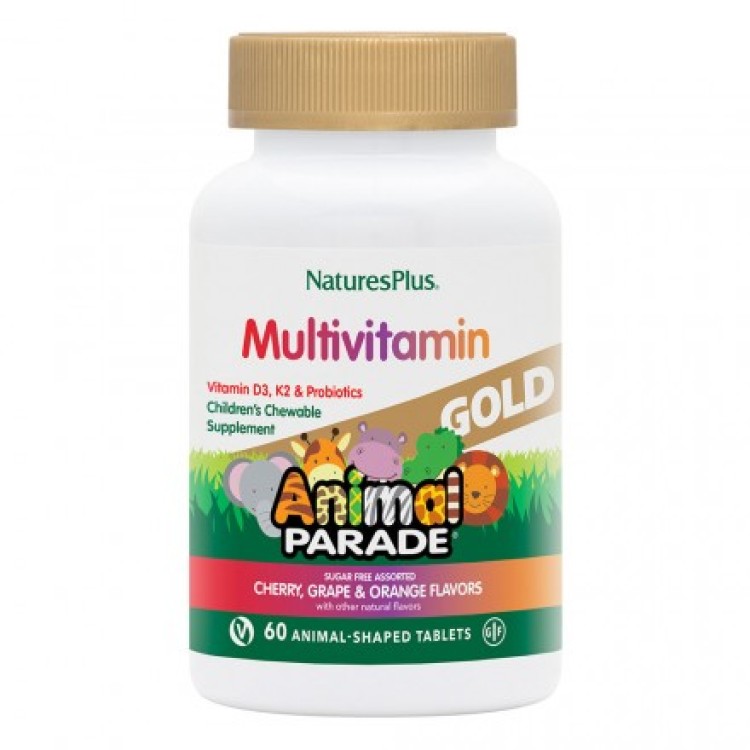 Nature's Plus Animal Parade Gold Cherry, Orange & Grape 60 Μασώμενες Ταμπλέτες Συμπληρώματα
