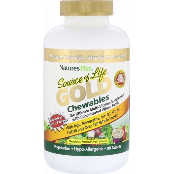 Nature's Plus Source Life Gold 90 ταμπλέτες 90 μασώμενες ταμπλέτες Tropical Fruit