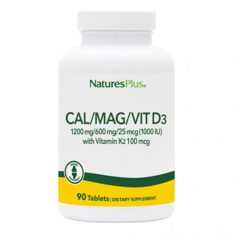 Nature's Plus Cal/Mag/Vit D3 With Vitamin K2 90 ταμπλέτες ΣΥΜΠΛΗΡΩΜΑΤΑ ΧΟΝΔΡΙΚΗΣ