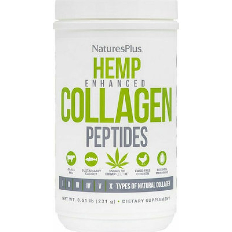 Nature's Plus Hemp Enhanced Collagen Peptides 231gr Αντιοξειδωτικά