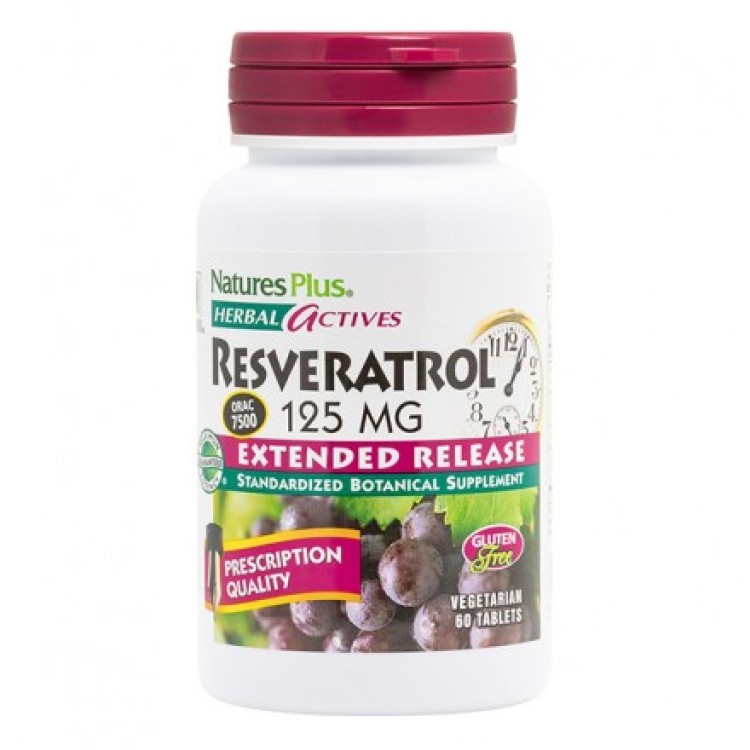 Nature's Plus Resveratrol 125 mg Extended Release 60 ταμπλέτες Αντιοξειδωτικά
