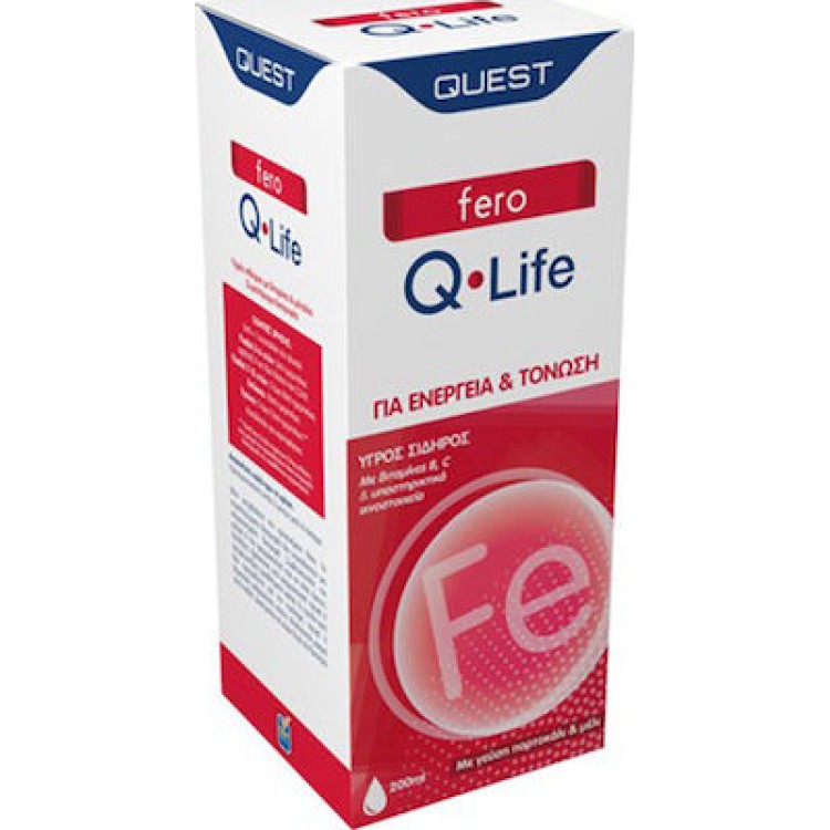 Quest Naturapharma Fero Q Life Υγρός Σίδηρος Πορτοκάλι & Μέλι 200ml Μέταλλα-Ιχνοστοιχεία
