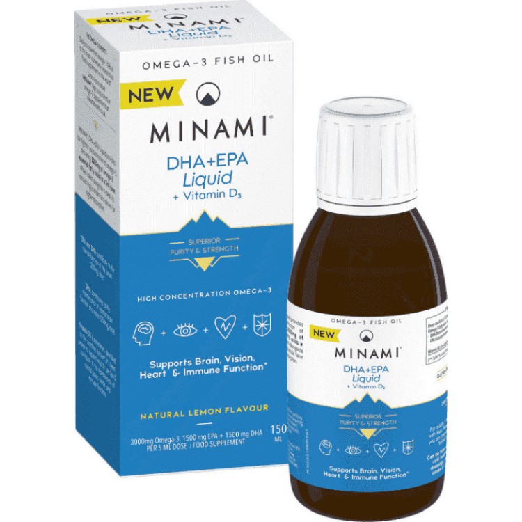 Minami DHA + EPA Liquid + Vitamin D3 Ιχθυέλαιο 150ml Λεμόνι Αντιοξειδωτικά