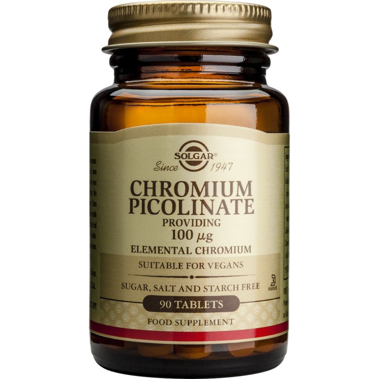 Solgar Chromium Picolinate 100mcg 90 ταμπλέτες Μέταλλα-Ιχνοστοιχεία