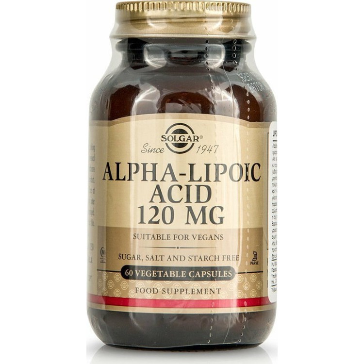 Solgar Alpha Lipoic Acid 120mg 60 φυτικές κάψουλες Αντιοξειδωτικά