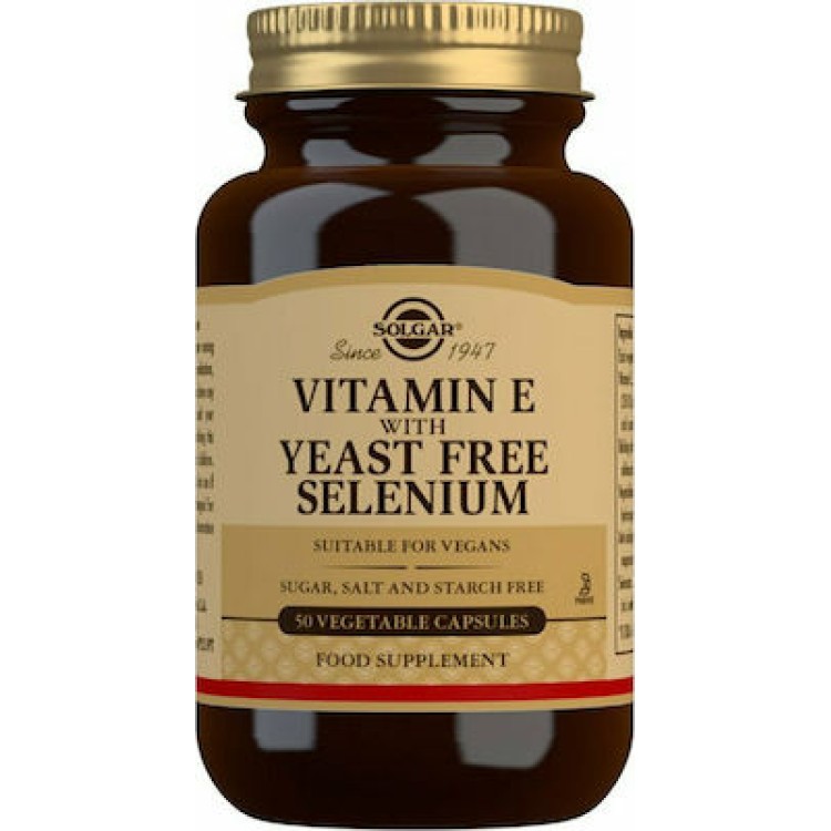 Solgar Vitamin E with Yeast Free Selenium 50 φυτικές κάψουλες Βιταμίες,Πολυβιταμίνες
