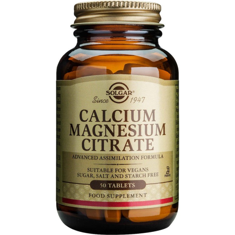 Solgar Calcium Magnesium Citrate 50 ταμπλέτες Μέταλλα-Ιχνοστοιχεία