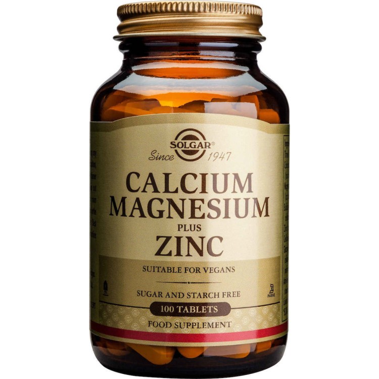 Solgar Calcium Magnesium Plus Zinc 100 ταμπλέτες Μέταλλα-Ιχνοστοιχεία
